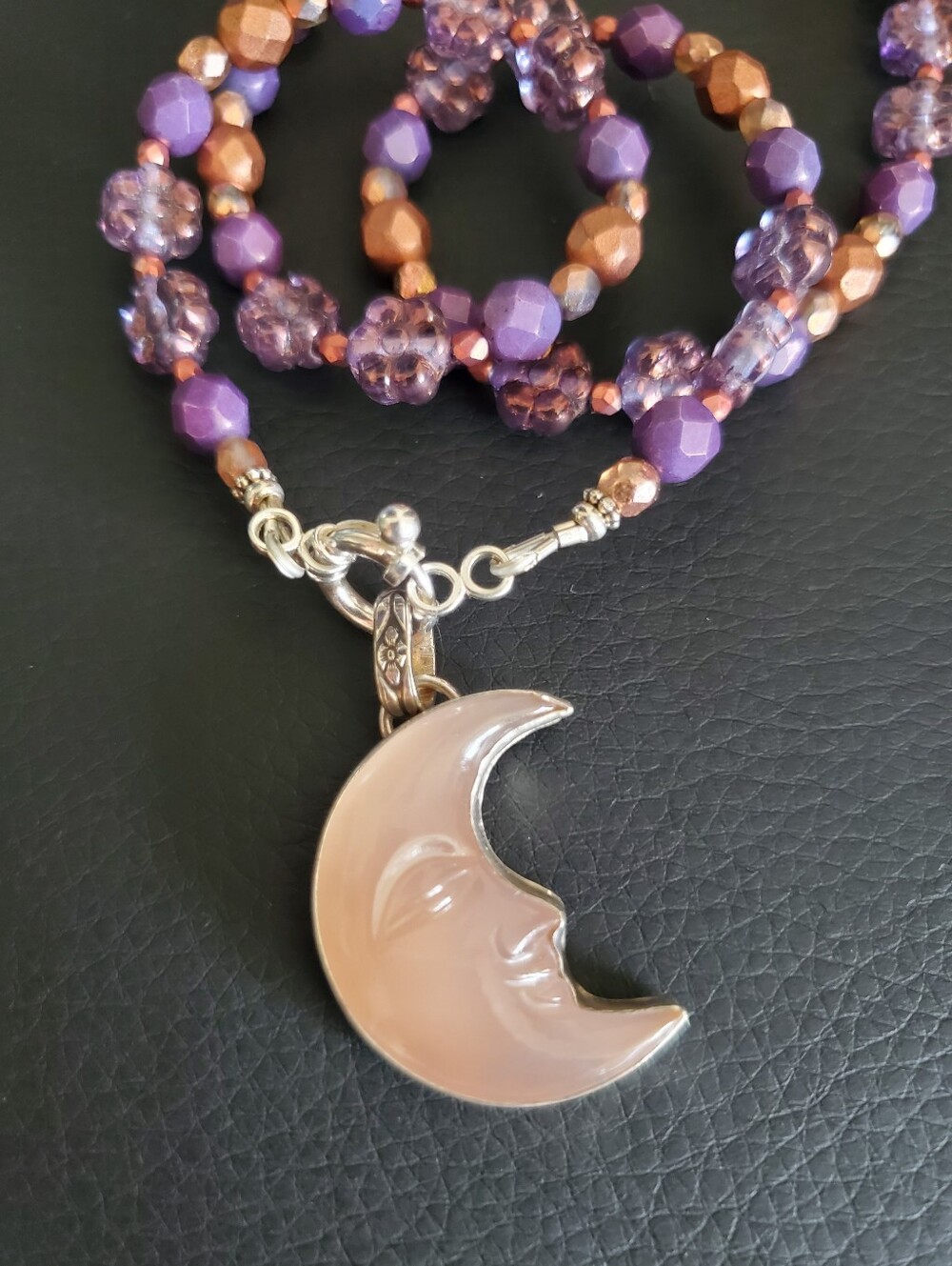 Eyewantjewelry Sterling Silver Ooak Artisan Chacedony Crescent Moon Necklace